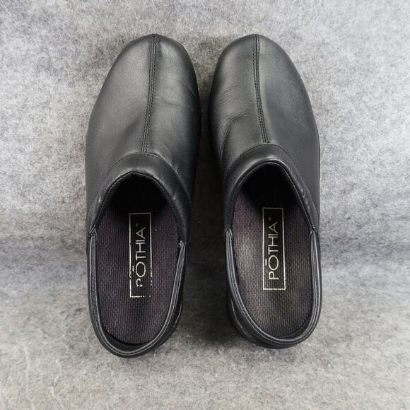 Pothia Shoes Womens 37 Clog Slip On Comfort Walking Work Leather Black Classic - Picture 6 of 14